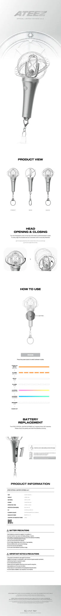 ATEEZ OFFICIAL LIGHTINY KEYRING VER. 3