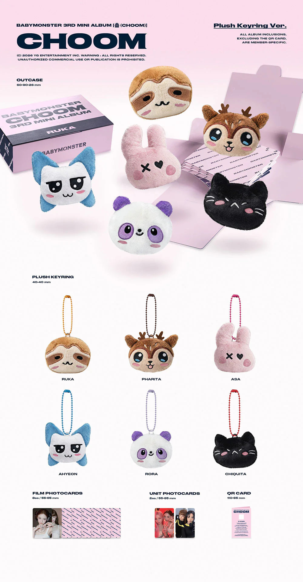 BABYMONSTER 'CHOOM' 3RD MINI ALBUM PLUSH KEYRING VER.