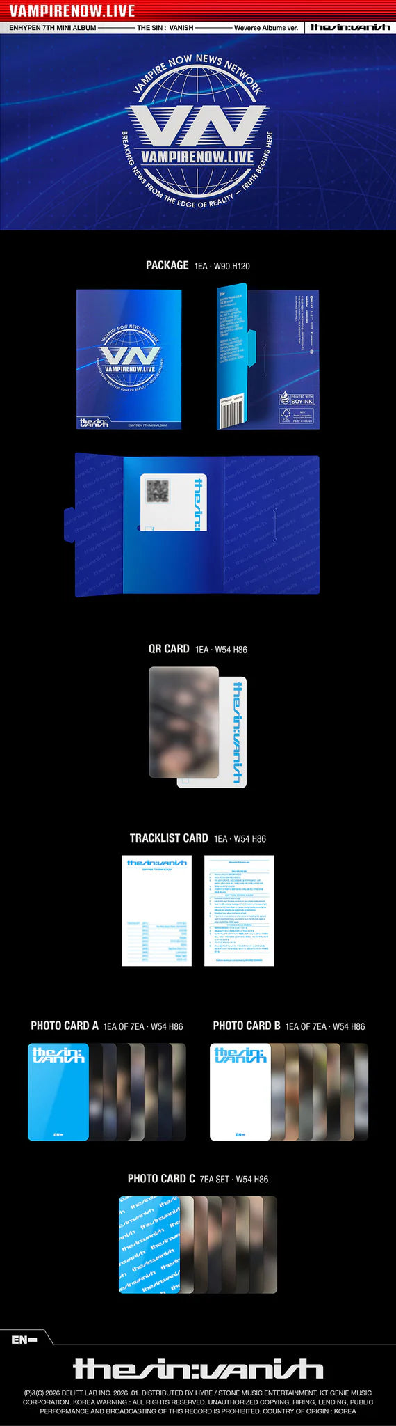 ENHYPEN 'THE SIN VANISH' 7TH MINI ALBUM WEVERSE VER.