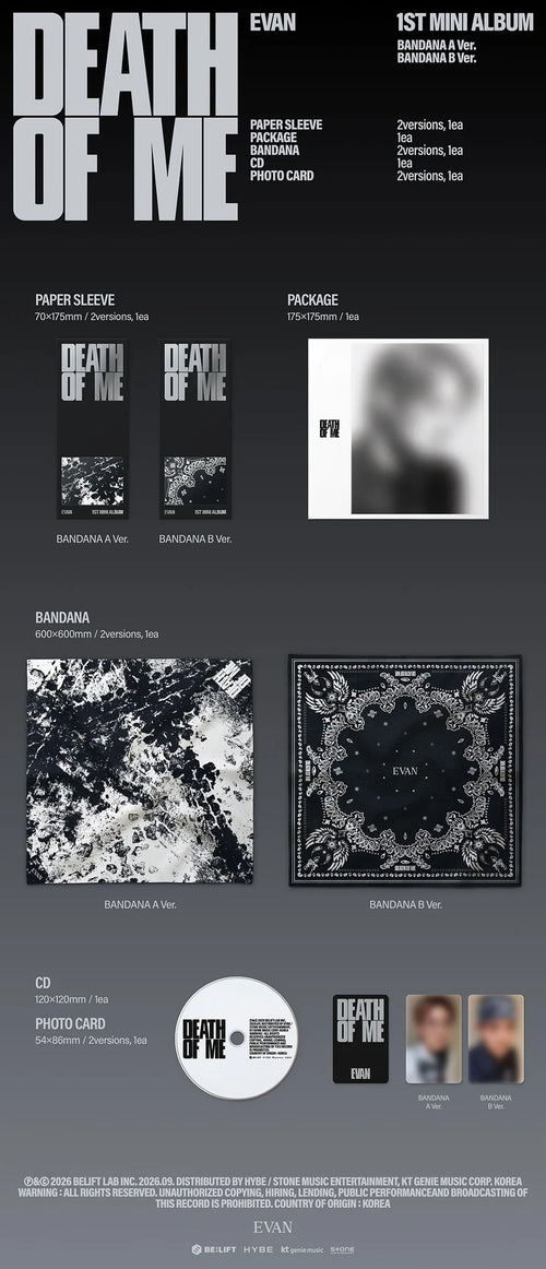 <b>[PRE-ORDER]</b> EVAN 'DEATH OF ME' 1ST MINI ALBUM BANDANA VER.