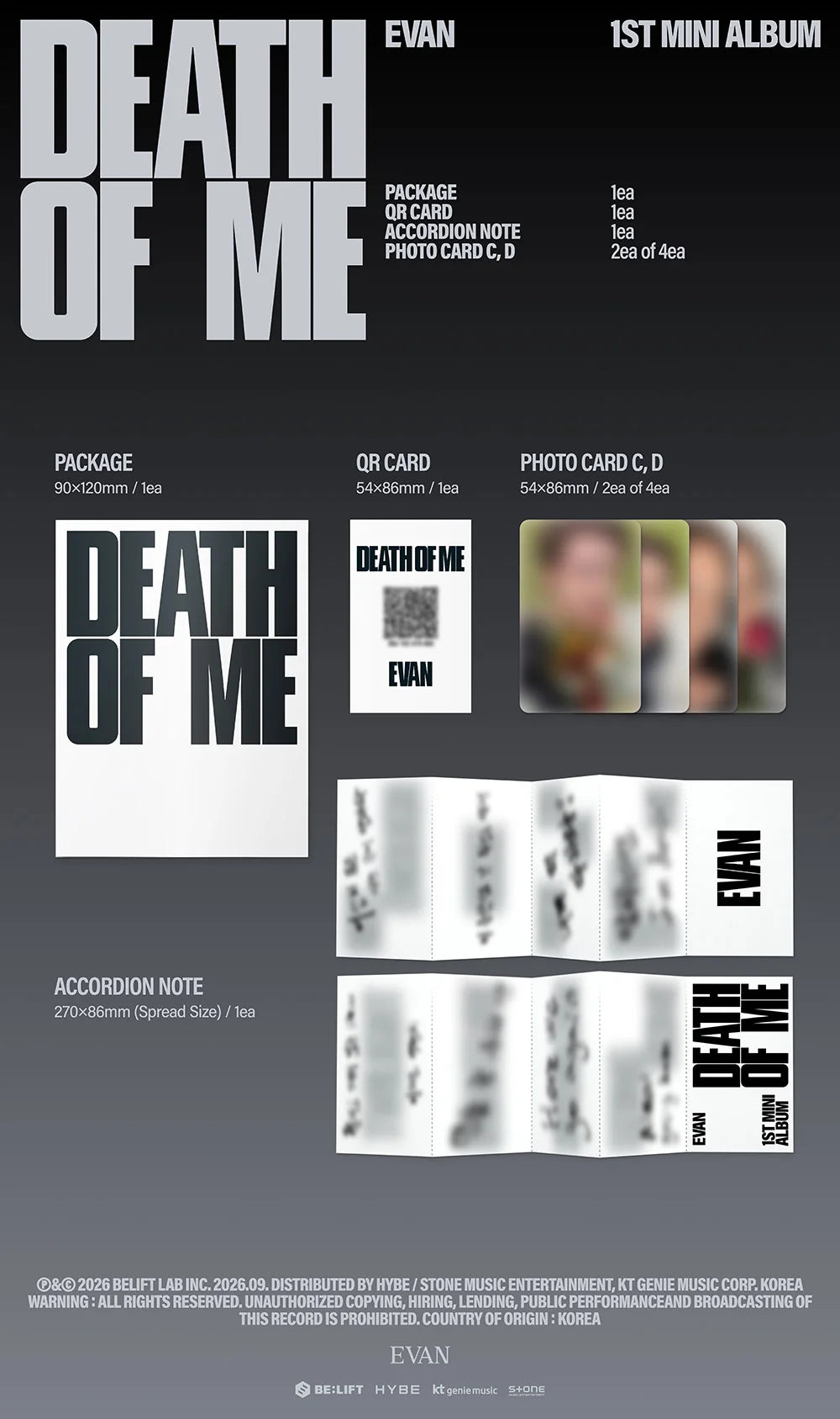 <b>[PRE-ORDER]</b> EVAN 'DEATH OF ME' 1ST MINI ALBUM WEVERSE VER.