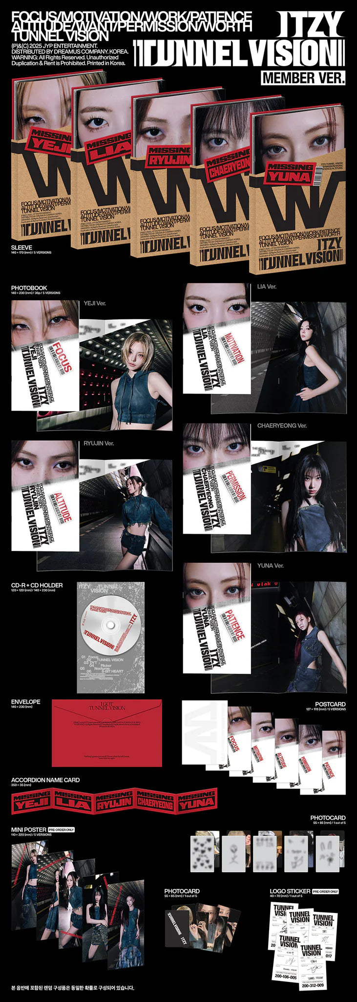 ITZY 'TUNNEL VISION' 11TH MINI ALBUM MEMBER VER.