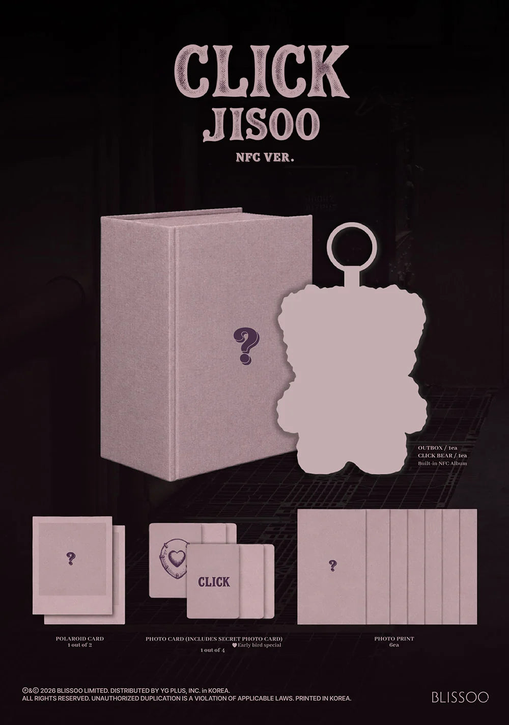 <b>[PRE-ORDER]</b> JISOO 'CLICK' SINGLE ALBUM CLICK BABY BEAR NFC VER.