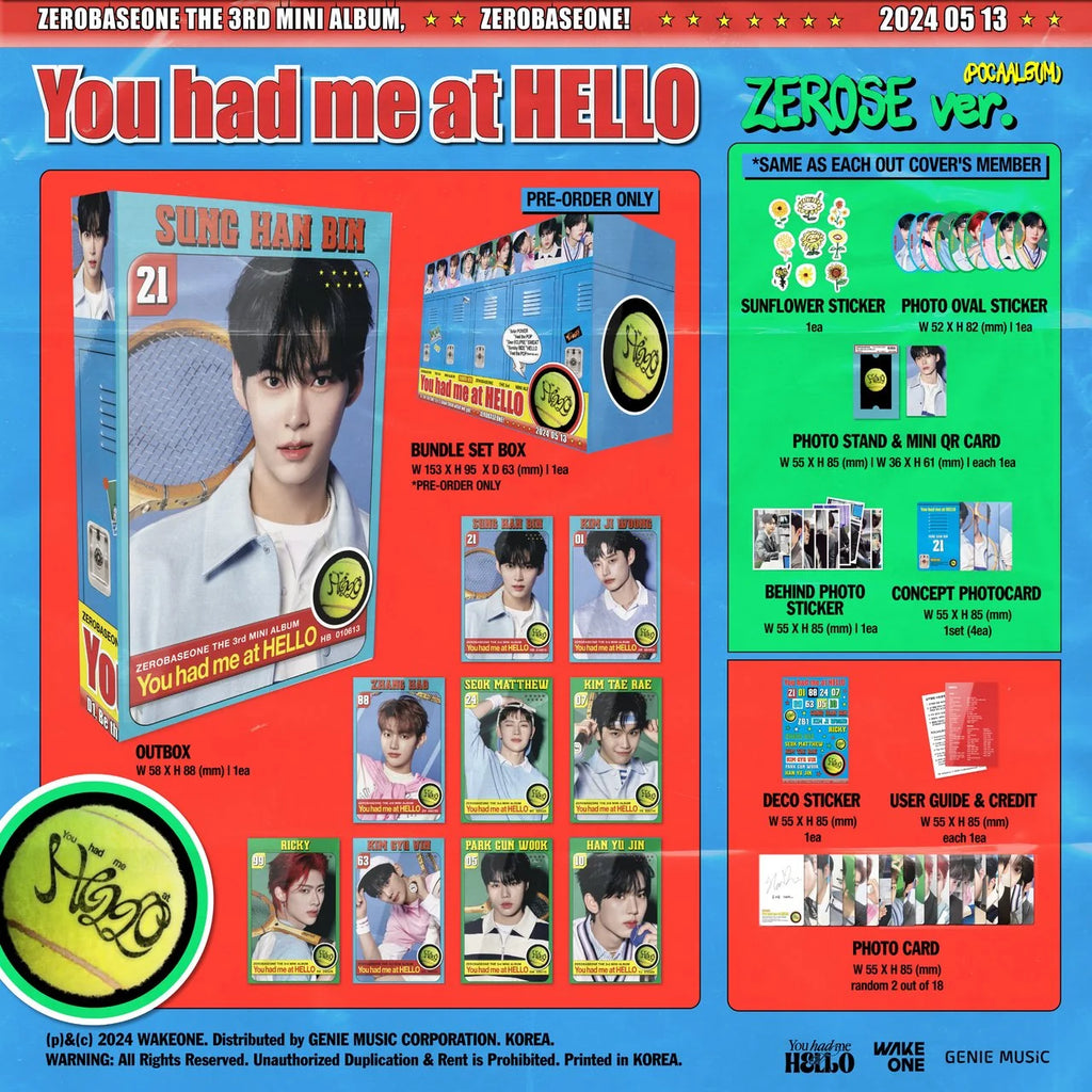 ZEROBASEONE 'YOU HAD ME AT HELLO' 3RD MINI ALBUM ZEROSE VER. [RANDOM]