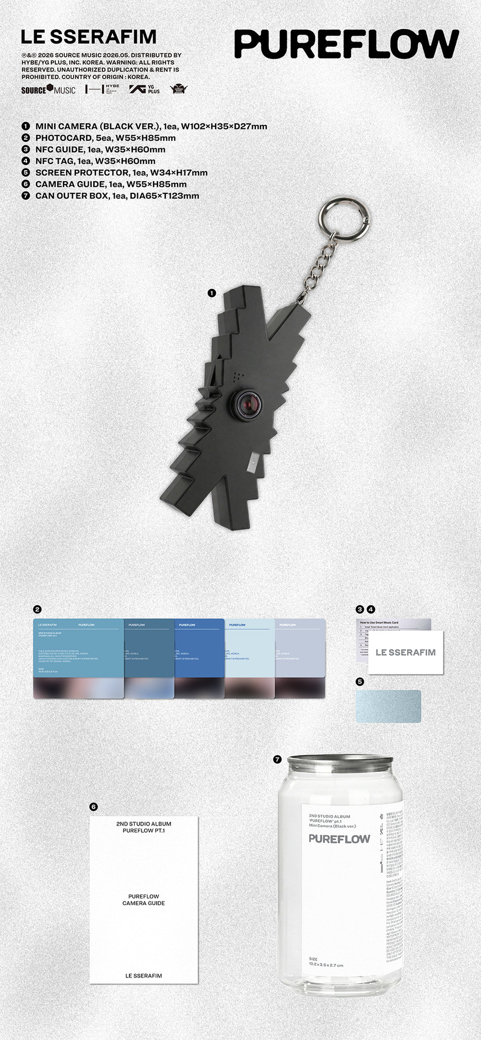 LE SSERAFIM 'PUREFLOW PT. 1' 2ND STUDIO ALBUM MINI CAMERA VER.