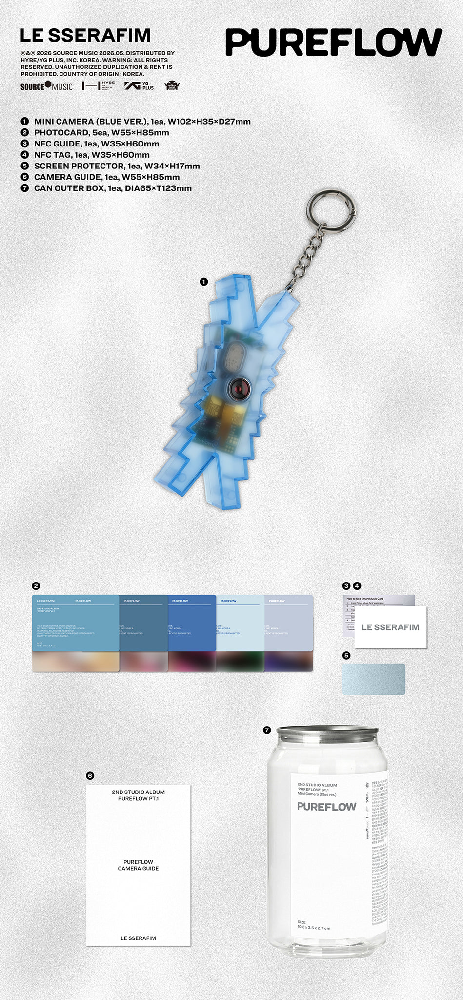 LE SSERAFIM 'PUREFLOW PT. 1' 2ND STUDIO ALBUM MINI CAMERA VER.