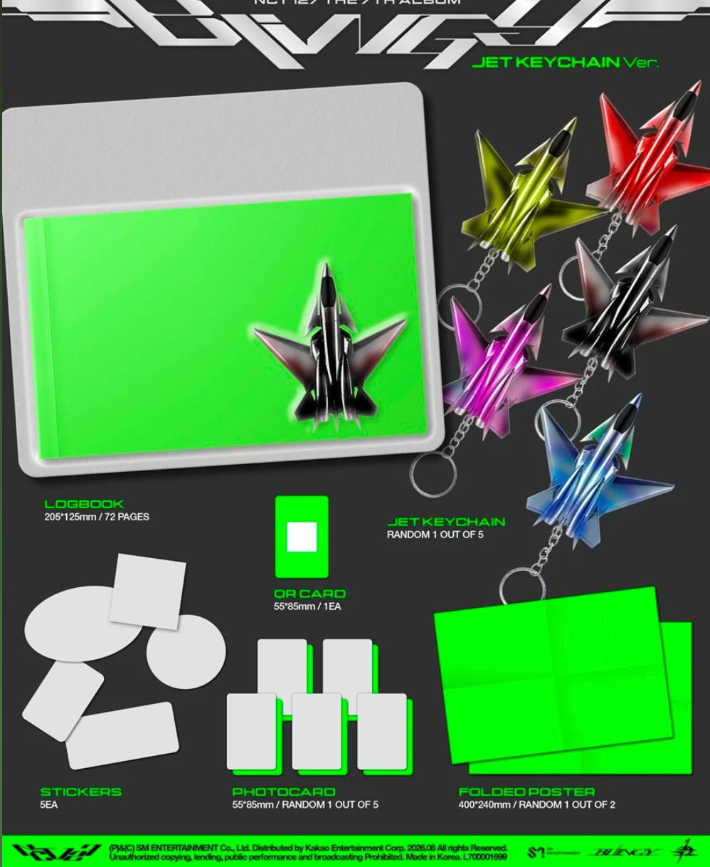<b>[PRE-ORDER]</b> NCT 127 'BLINGY' 7TH FULL ALBUM JET KEYCHAIN VER. (RANDOM)