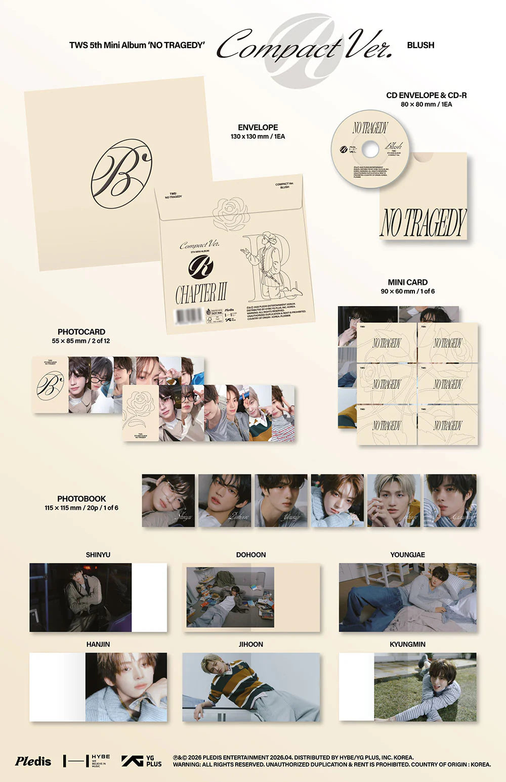 TWS 'NO TRAGEDY' 5TH MINI ALBUM BLUSH VER.