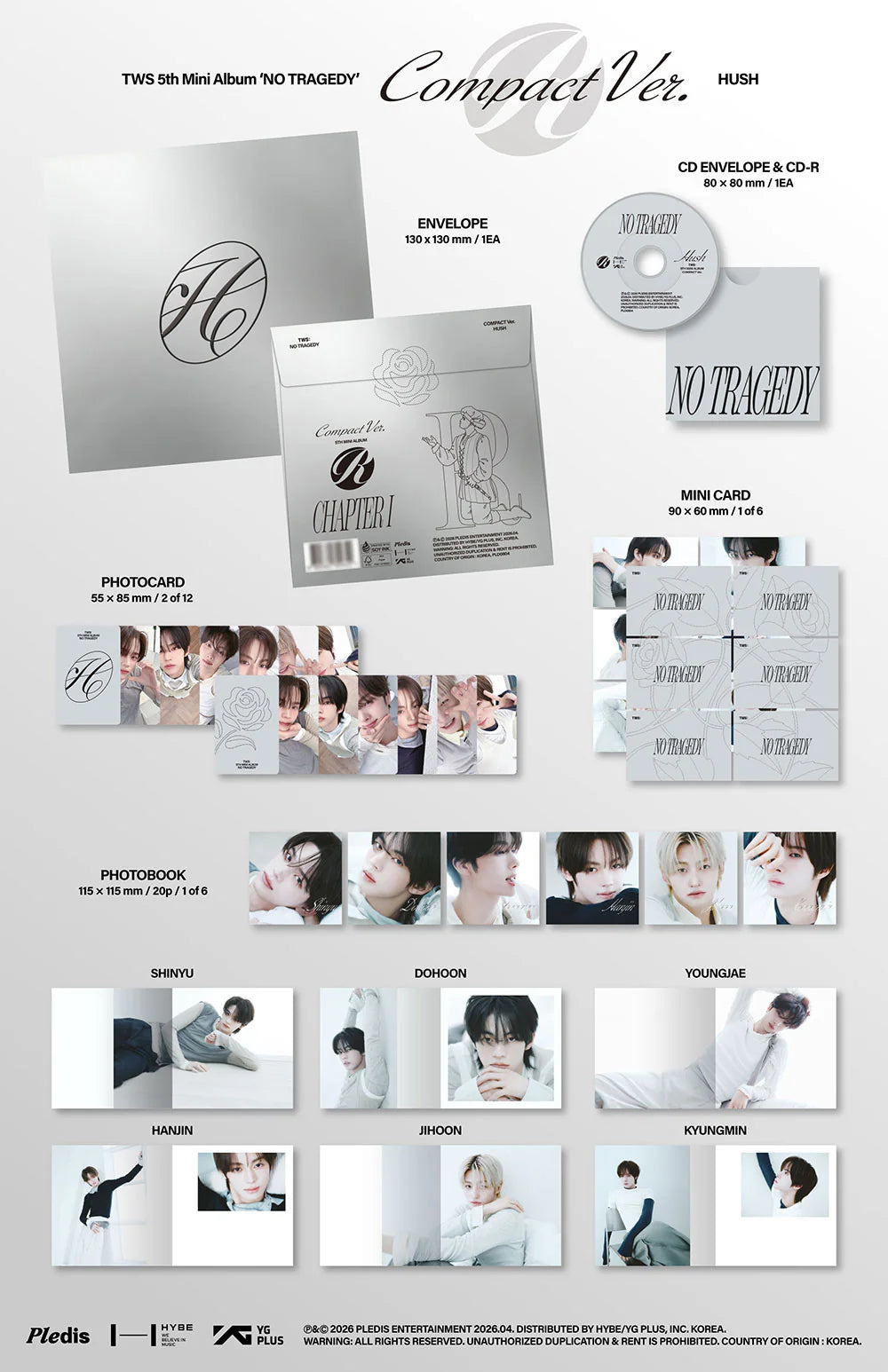 TWS 'NO TRAGEDY' 5TH MINI ALBUM HUSH VER.