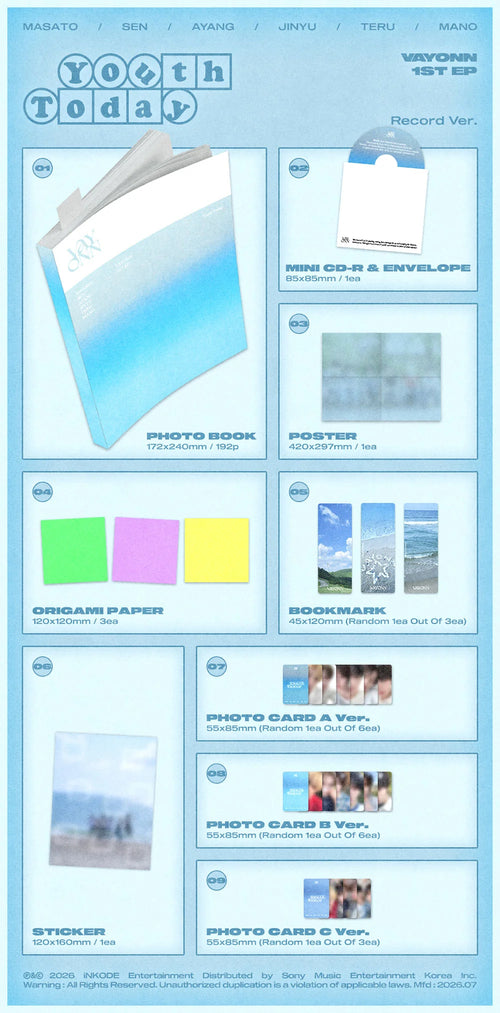 <b>[PRE-ORDER]</b> VAYONN 'YOUTH TODAY' 1ST MINI ALBUM RECORD VER.
