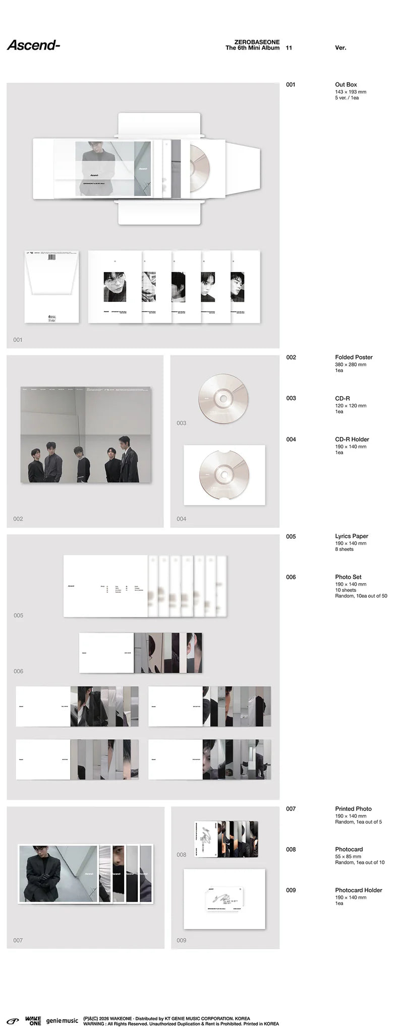 ZEROBASEONE 'ASCEND-' 6TH MINI ALBUM 11 VER.