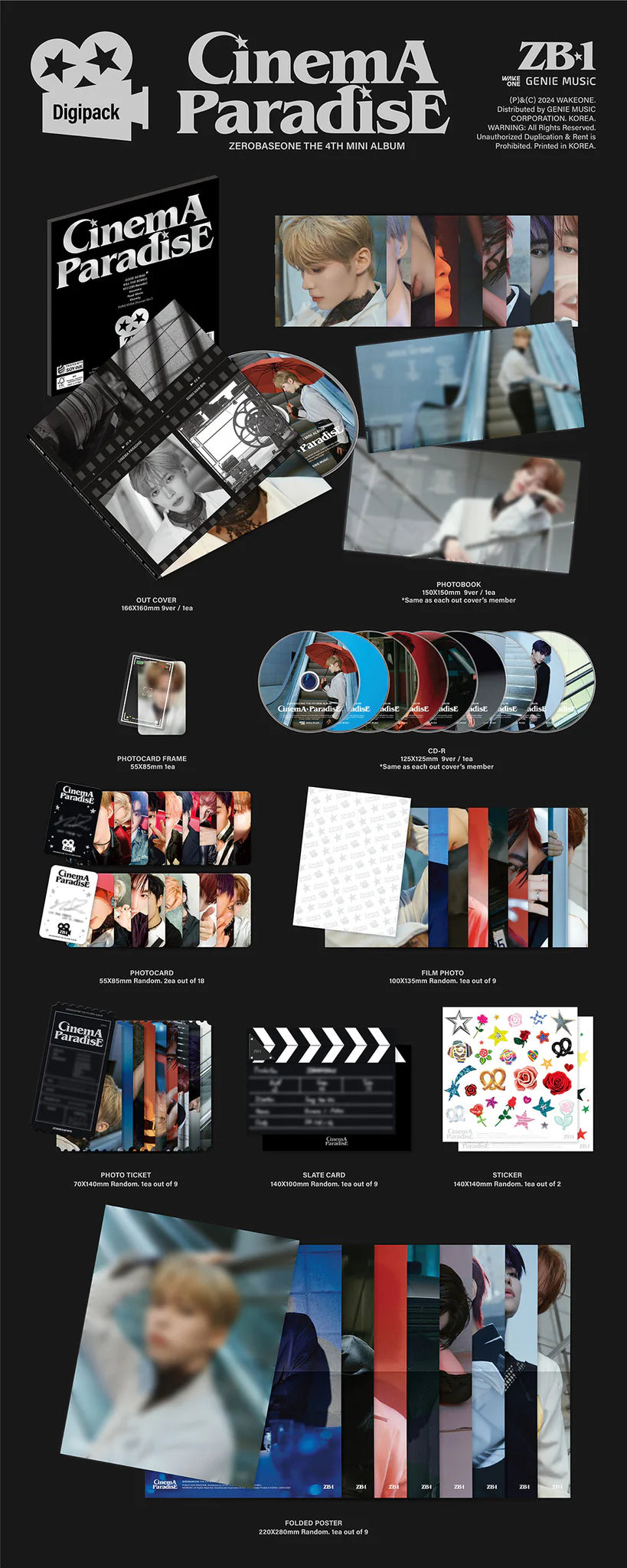 ZEROBASEONE 'CINEMA PARADISE' 4TH MINI ALBUM DIGIPACK VER. [RANDOM]