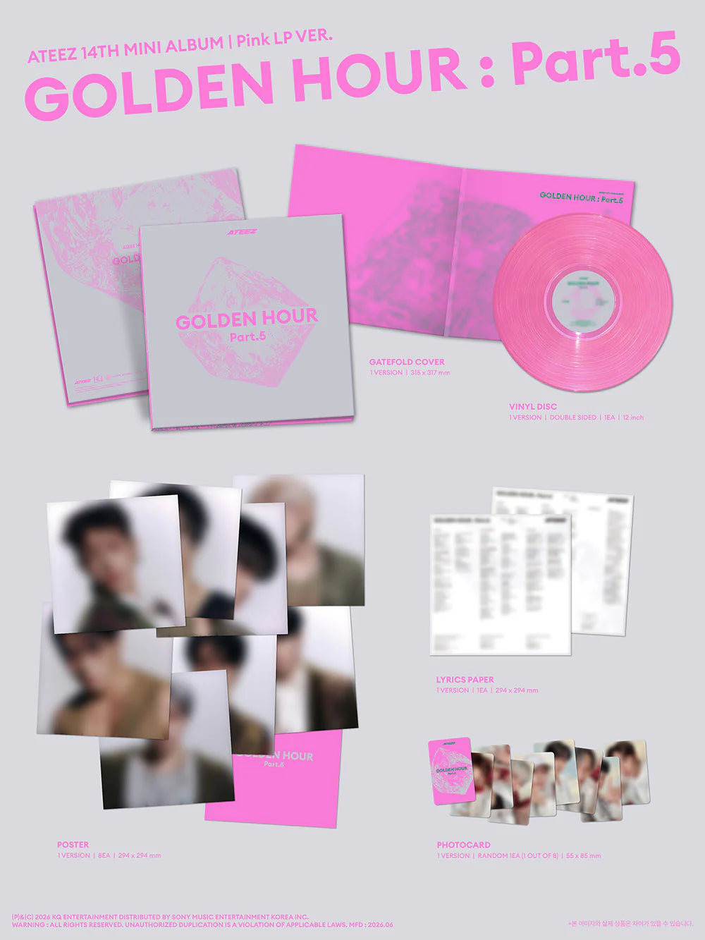 <b>[PRE-ORDER]</b> ATEEZ 'GOLDEN HOUR: PART.5' 14TH MINI ALBUM PINK LP VER.