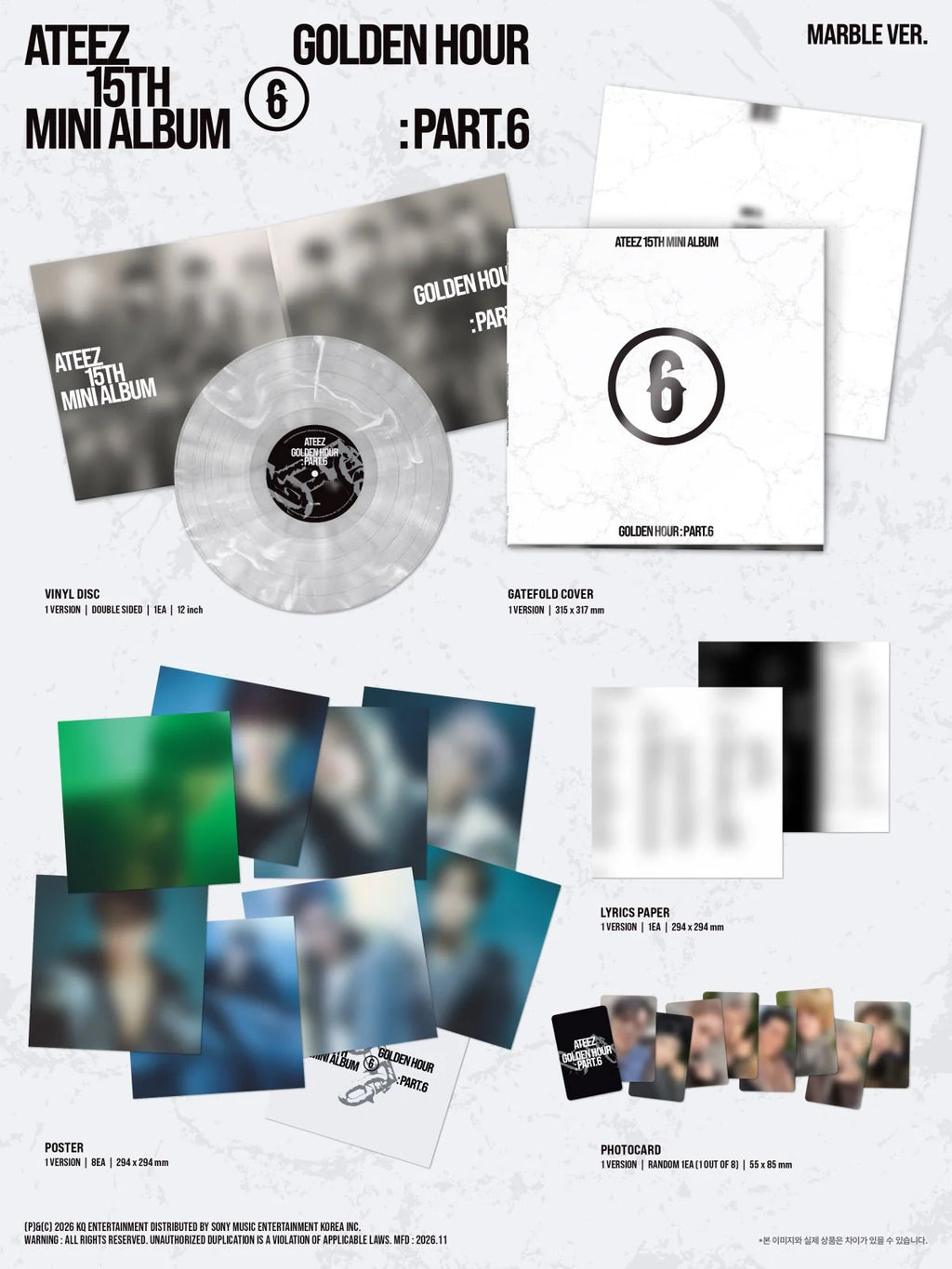 <b>[PRE-ORDER]</b> ATEEZ 'GOLDEN HOUR: PART.6' 15TH MINI ALBUM MARBLE LP VER.