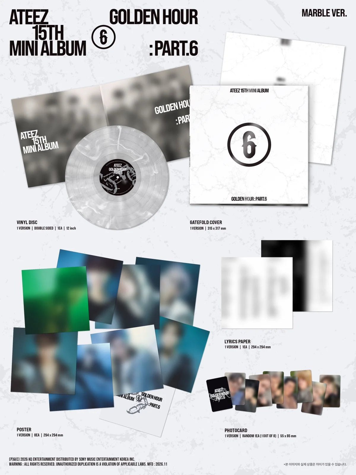 <b>[PRE-ORDER]</b> ATEEZ 'GOLDEN HOUR: PART.6' 15TH MINI ALBUM MARBLE LP VER.