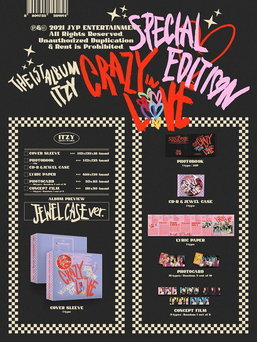 ITZY 'CRAZY IN LOVE' 1ST STUDIO ALBUM SPECIAL EDITION JEWEL CASE VER. [RANDOM]