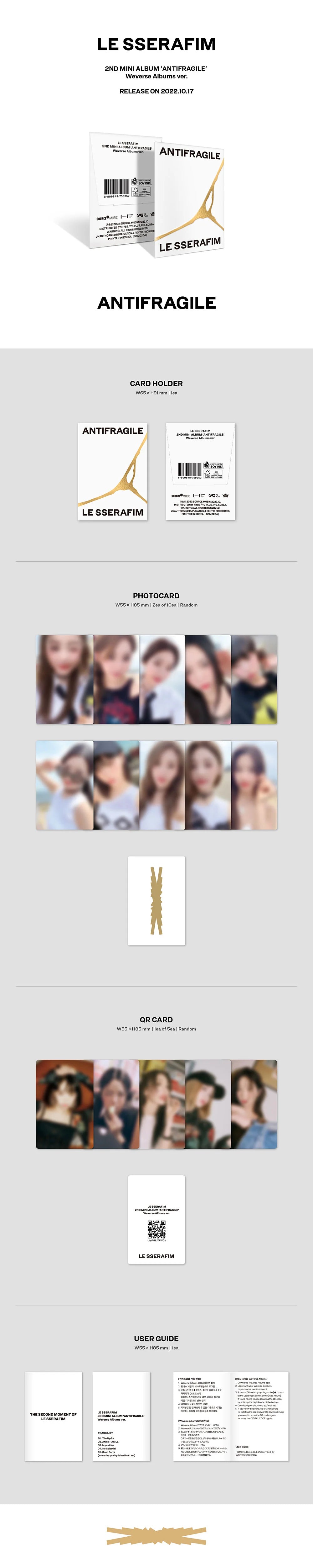 LE SSERAFIM 'ANTIFRAGILE' 2ND MINI ALBUM WEVERSE VER. [RANDOM]