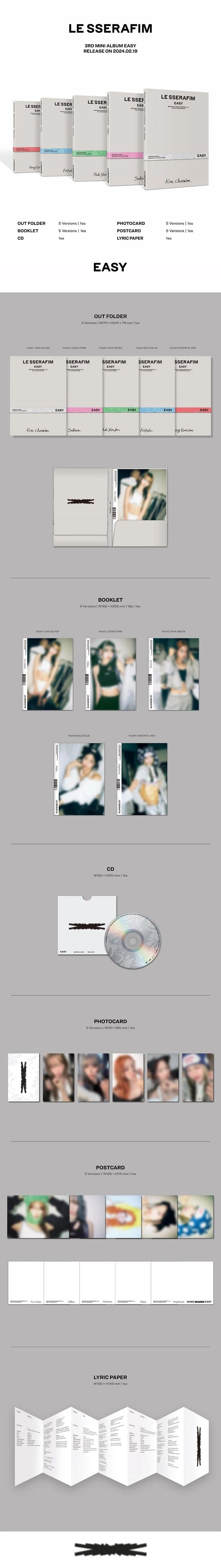 LE SSERAFIM 'EASY' 3RD MINI ALBUM COMPACT VER. [RANDOM]