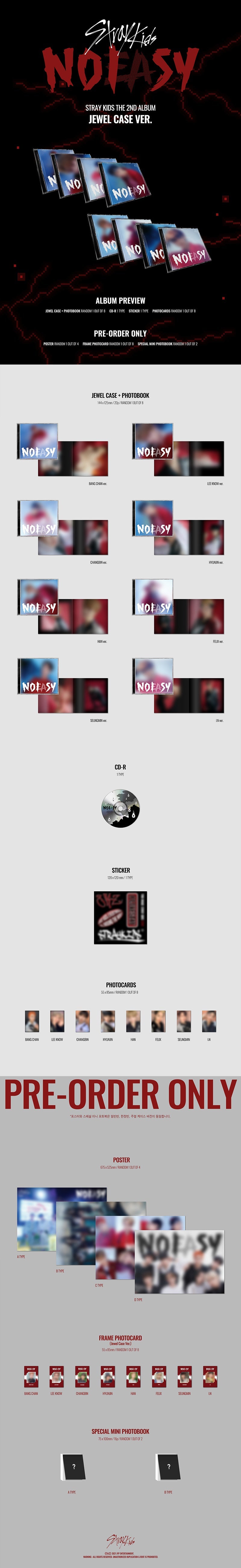 STRAY KIDS 'NOEASY' 2ND STUDIO ALBUM JEWEL CASE VER. [RANDOM]