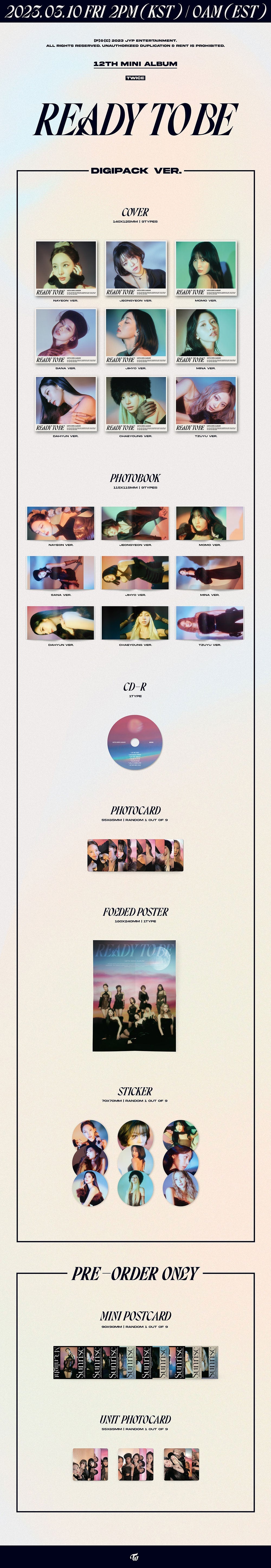 TWICE 'READY TO BE' 12TH MINI ALBUM DIGIPACK VER. [RANDOM]